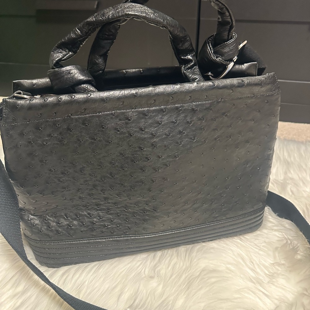 Black Leather Unisex Sling Bag